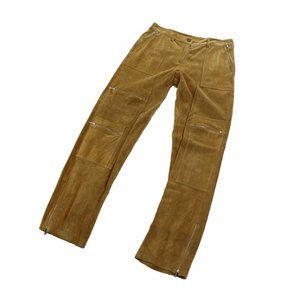 Danier Brown Leather Zip Pants
